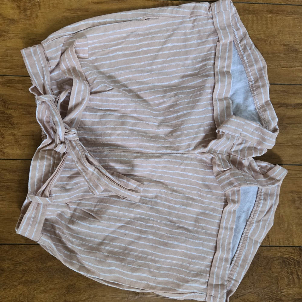 Pink and White Striped Shorts with Bow